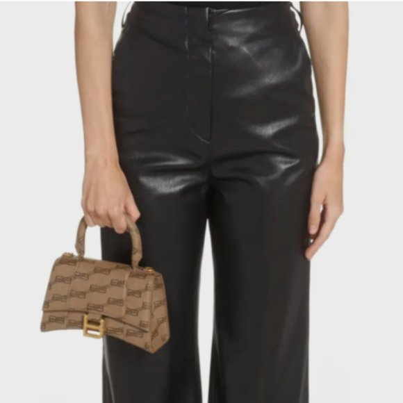 BALENCIAGA EXTRA SMALL HOURGLASS LICENSE LOGO CANVAS TOP HANDLE BAG in BEIGE - Picture 3 of 13